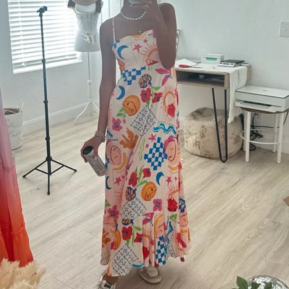 Anthropologie Paper Heart Printed Maxi Sundress